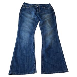 JB’s Women’s 10 Blue Bootcut Faded Embroidered Rhinestone Button Low rise Denim